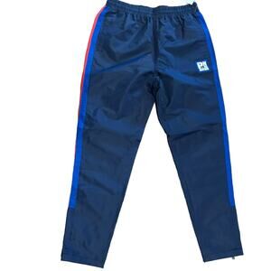 Parish Nation Men’s Size Medium Navy Track Pants with Red Stripe Zip Ankle NWT